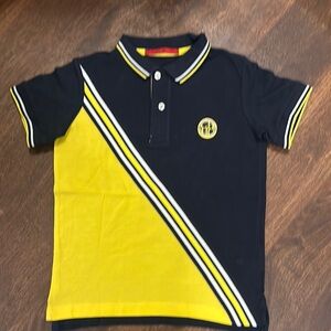 Carolina Herrera Blue and Yellow Polo Shirt with Diagonal Design